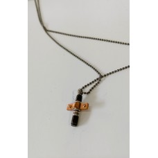 Ατσάλινο κολιέ με 3χρωμο σταυρό με αλυσίδα STN14 